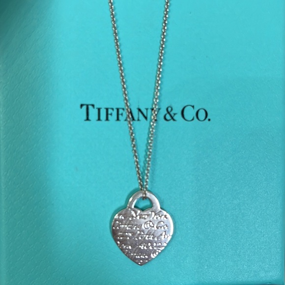Tiffany script pendant and silver chain (16”) - Picture 2 of 10